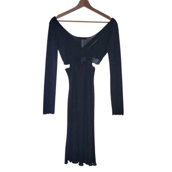 Emporio Armani Black See through Peek-a-boo Long Sleeve Dress Size 6 Italy Made - Picture 2 of 8